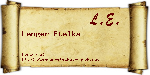 Lenger Etelka névjegykártya